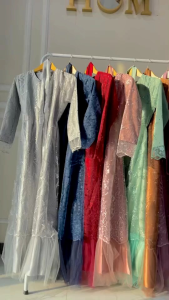 Sabrina Dress Busana Muslim Wanita Gamis Brukat Tille