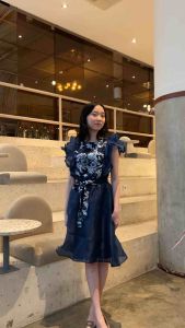 F192 RESTOCK dress kondangan pesta korean look bahan organza bordir premium / dress midi / dress A Line