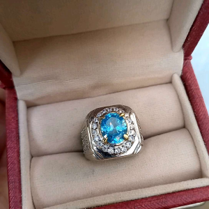 Cincin Batu Blue Topaz Minimalis Mewah