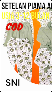 Paket Murah 3 Setelan Piama Bayi Panjang 3 Set untuk Usia 3-12 Bulan