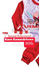 Setelan Anak 17Agustusan Tung Tung Sahur Kemerdekaan Peta Indonesia Laki-laki dan Perempuan 1-11thn