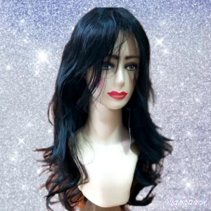 Wig Cosplay Curly blonde gelombang syntetic fiber seperti rambut asli