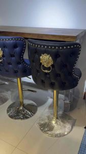 เก้าอี้บาร์ เก้าอี้บาร์สูง เก้าอี้บาร์สีทอง ขาแสตนเลสสีทอง high bar chair with lion