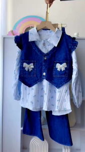 ((NEW ARRIVAL)) Setelan Jeans 3in1 anak Monoko Tifany Blouse motif lucu By Amelia Kids.