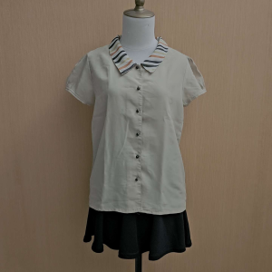 atasan kemeja wanita cream M L cewek lengan pendek kerja kuliah