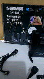 wireless mic jepit imam SH-808 2in1 mic clip on+mic headset/mic bando wireless mic imam tanpa kabel mic kancing mic jepit baju wireless mic masjid