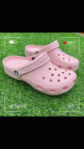 [Hàng nguyên A] Dép crocs nữ crocs hồng phấn siêu xinh tặng kèm 10 charm phối cute dễ phối đồ