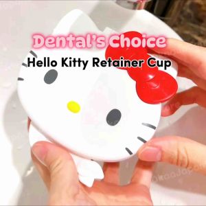 Hello Kitty Dental Cup ถ้วยทำความสะอาดฟันปลอม รีเทนเนอร์ retainer invisalign Sanrio คิตตี้ JAPAN กล่องแช่ฟัน Sanrio จากญี่ปุ่น