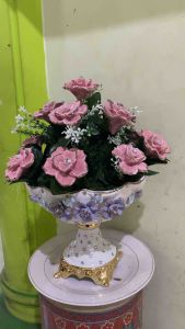 Bunga Rangkai Keramik Pink Italy (14 Tangkai)