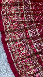 [PRE-ORDER] Ready Made Faux Georgette With Full Heavy Embroidery Sequence Work Gown ( Delivery 15 days )