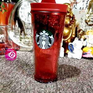 STARBUCKS HOLIDAY RED GLITTER COLD TUMBLER 16oz (480ml)