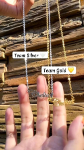 Kalung plat ukir nama / Liontin custom nama kamu wanita Balita sampai Dewasa Titanium asli Silver & gold aesthetic free box cantik