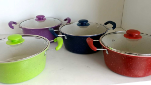 Panci sup enamel tutup kaca / soup pot panci susu enamel