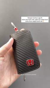 Dompet STNK Gantungan Kunci Mobil Logo Honda Motif Carbon