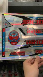 Bộ tem dán xe đạp leo núi BrideNos chữ màu đỏ hàng nhập Thái Lan chất lượng cao dành trang trí riêng cho dòng xe này tem màu sắc cực đẹp và bền giá bán cực tốt bán lẻ như bán sỉ