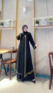DIVVSAA COLLECTION - GAMIS ABAYA TURKEY HITAM PAYET SILANG TERBARU // FREE ONGKIR// COD