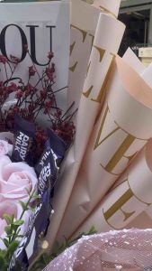 Ferroro rocher chocolate bouquet with pink rose dry baby breath flowers 11 chocolate with led love lights