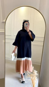 MANORA DRESS SUPER JUMBO LD 130-140 CM FIT XXXXL PREMIUM / DRES LENGAN PUFFY 7/8 BAHAN BABYTERY IMPORT MIX RAYON TWILL HQ BY MPMF