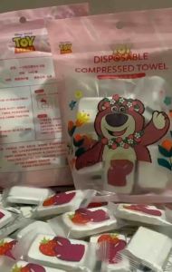 Khăn nén mini gấu dâu