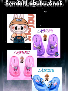 Sandal Anak Terbaru Motif Labubu Wanita Jepit Anak Perempuan Biru/Pink/Ungu - Kaki Fashion