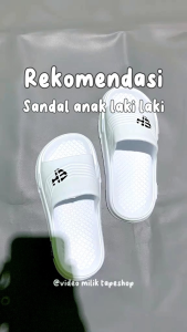 Sandal Selop Pria Anak-anak Dewasa Slip On Kekinian Polos Putih Cowok Anak-anak Dewasa Sendal CQEH81