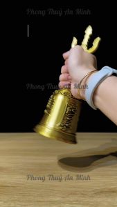 Chuông Lắc Mật Tông - Chuông Lắc Đồng Vàng - Vật Phẩm Mật Tông Kim Cang Thừa