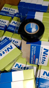PAKET ISI 10PCS isolasi solasi selotip warna hitam nitto original"3/4 19mm x 30 meter pembungkus kabel listrik