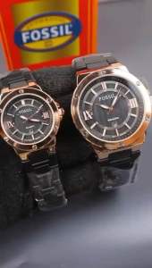 TERBARUU - Jam Tangan Couple Foxxil Rosso Tangal Aktif Rantai Steinless Steel Mewah