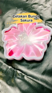 Cetakan Resin Coaster bentuk Bunga Sakura / Bunga Teratai / Bunga ada 2 ukuran Bahan Silikon untuk