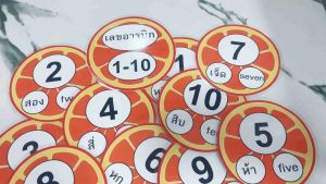 สื่อผนัง สื่อการสอน ตัวเลข 1-10 อารบิก บัตรคำ ขนาด กว้าง 12.5 ซม ยาว 12.5 ซม