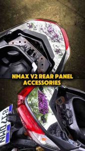 Nmax V2 Rear Panel Accessories — Strong Adhesive Backing | Plug and Play | Premium Design