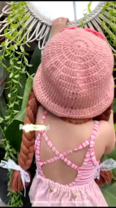 topi kepang anak bayi perempuan rambut panjang lily pantai / topi bucket/