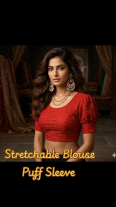 Readymade Stretchable Blouse 2XL 3XL 4XL textured fabric and puffed sleeves.
