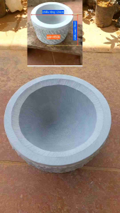 cối đá xanh nguyên khối ( LA VĂN HUYÊN) với đường kính chiều rộng=24cm. chiều cao=16cm