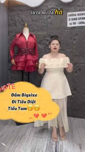 Set Đầm Bigsize Trễ Vai Kèm Chân Váy Dáng Dài 50-90KG Sang Trọng Đi Làm Đi Tiệc- D273 - Ú Xinh Store (Set Đầm Vai Bèo)