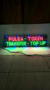 lampu led sign tulisan pulsa token transfer top up
