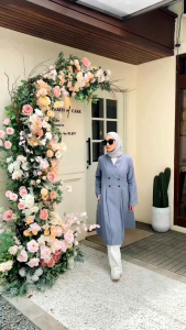 Baju Blazer Perempuan Muslimah Murah Bandung Nami Coat Blue