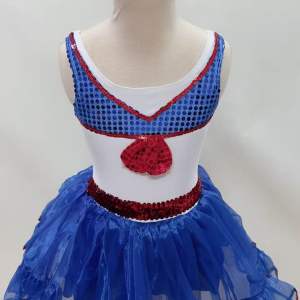 READY STOCK Kids Dance Costume Girl Sequin tutu Dress Red Blue Ballet Jazz Stage Performance Outfit for School Concert Career Day Sailor