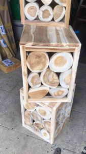 เก้าอี้ตอไม้สูง 50cm / 2in1 ประกอบเดียวกับเก้าอี้นั่งไม้สักแท้ / เก้าอี้สนาม / หรือตั้งกระถางต้นไม้