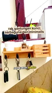 Kapstok Kayu Aesthetic Minimalis Rak Gantungan Kunci Multifungsi Full Kayu Asli Kuat Dan Kokoh
