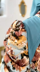 Dress set jilbab Farhena - Ceruty babydoll full fur LD 110 PB 142 kancing depan aktif