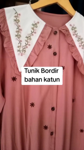 Atasan Tunik Wanita Bordir Rayon Twill Premium