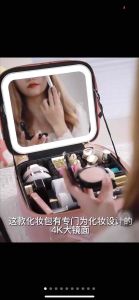 Makeup Bag With Mirror LED Light Organizer