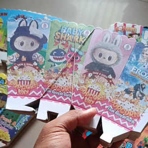 Kertas Popcorn 6x12 Dublek 100pcs: Bungkus Popcorn Craft Gambar Labubu