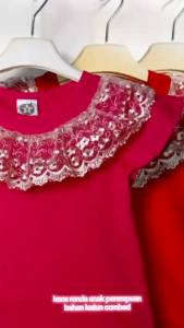Kaos Renda Anak Perempuan/Baju Renda Anak Perempuan Bahan Katun Combed
