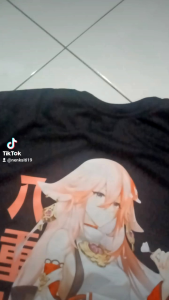 yae Miko t-shirt anime cotton combed 24s pria dan wanita