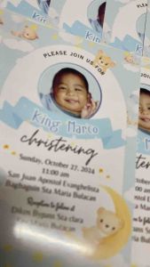 Customized Invitation for Christening and Birthday 4r size without envelope no min order