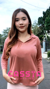 Cassia Clothing | Reguler / Jumbo - Atasan Kerah V Lengan Panjang 7/8 Oversize / Atasan Wanita / Bahan Spandek Rayon 3333