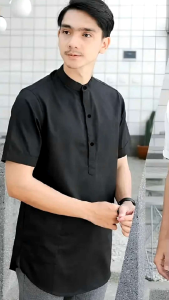 KOKO KURTA HANAFI PRIA Lengan Pendek Kerah Shanghai Simpel