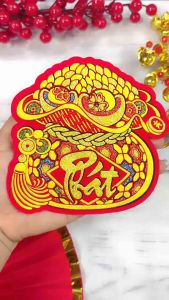 Decal túi vàng dán cửa trang trí Tết